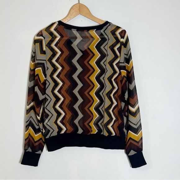 Missoni X Target Zig Zag Long Sleeve Sheer Top Blouse - Picture 4 of 6